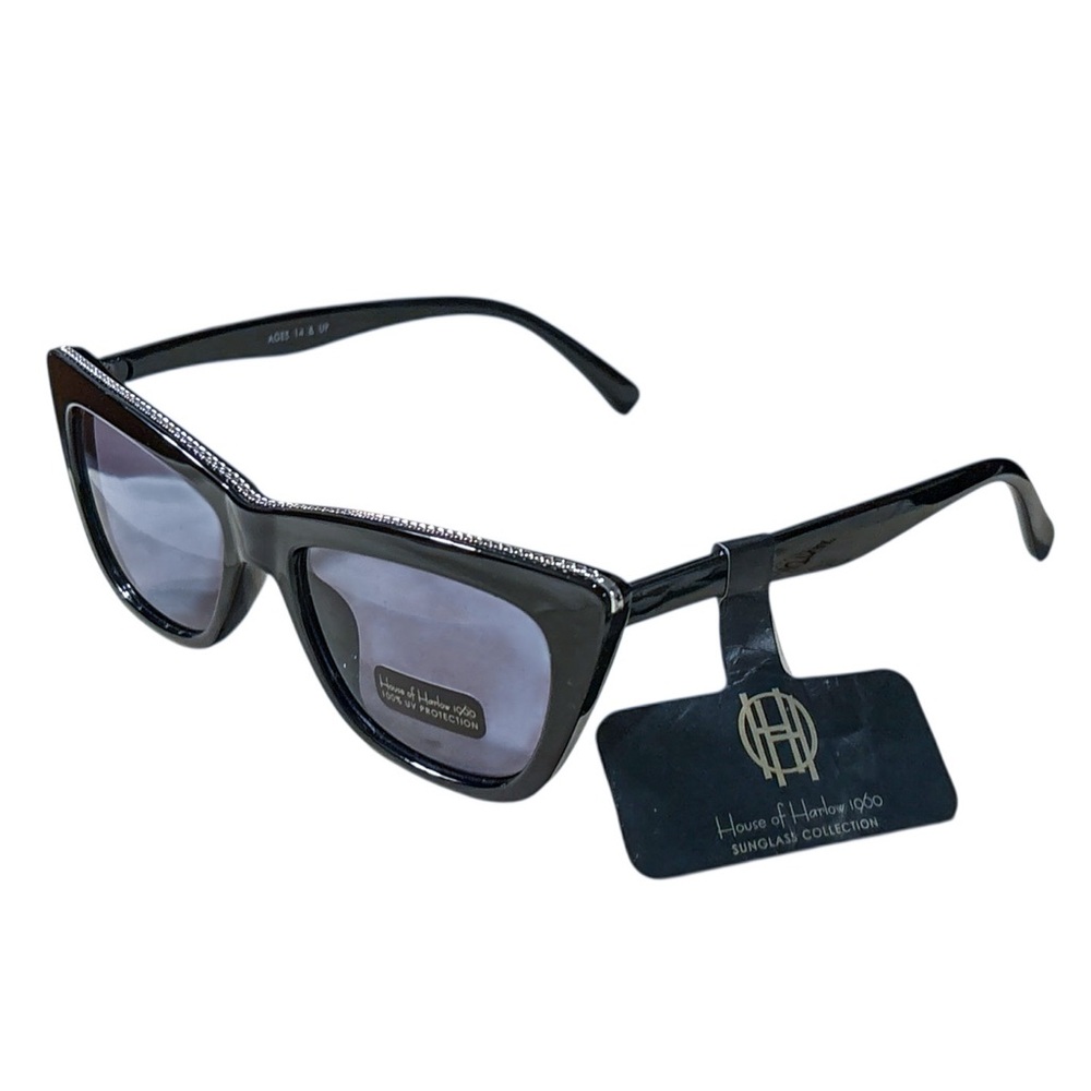 House of Harlow 1960 Black Crystal Detailed Sunglasses